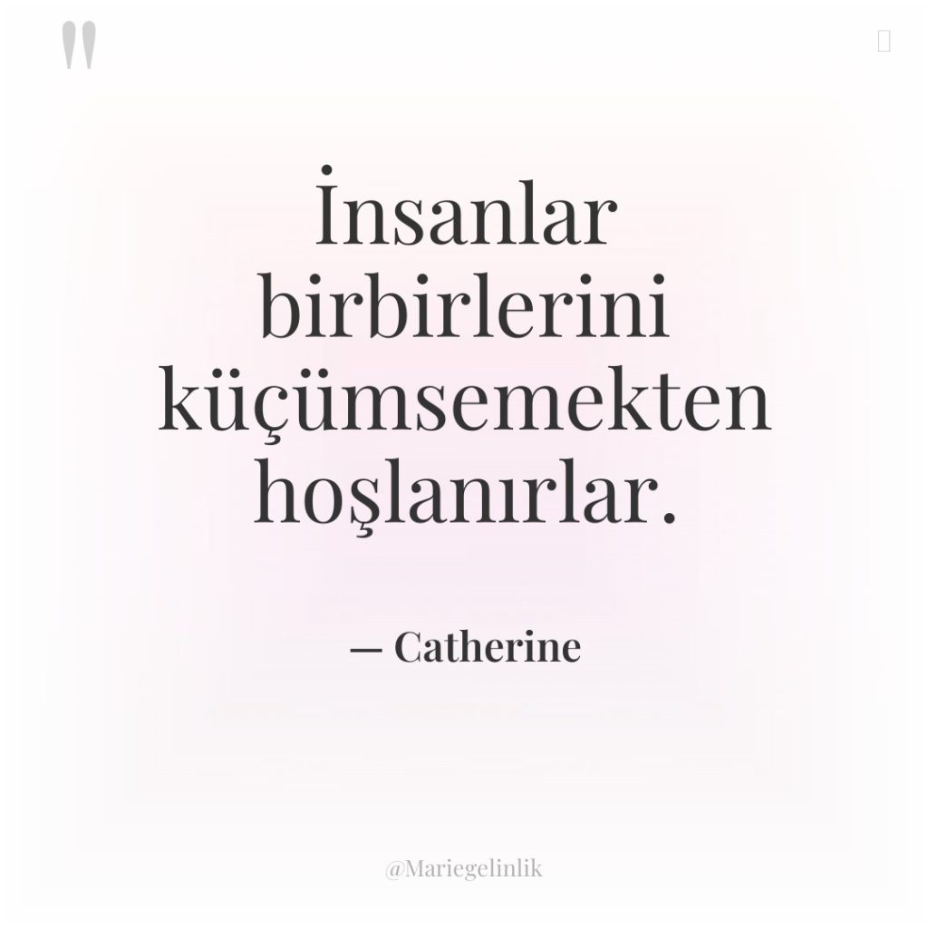 İnsanlar birbirlerini küçümsemekten hoşlanırlar.