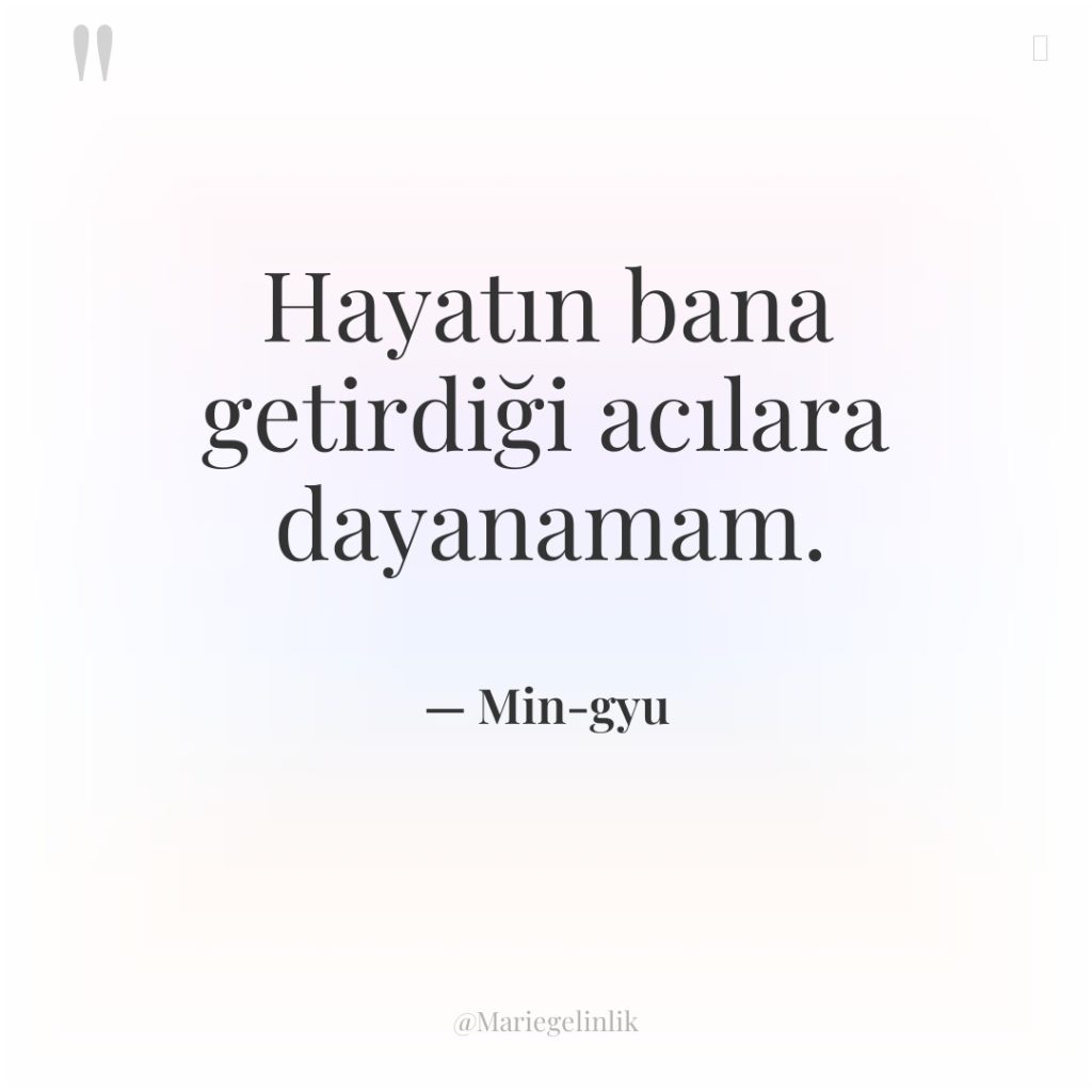 Hayatın bana getirdiği acılara dayanamam.