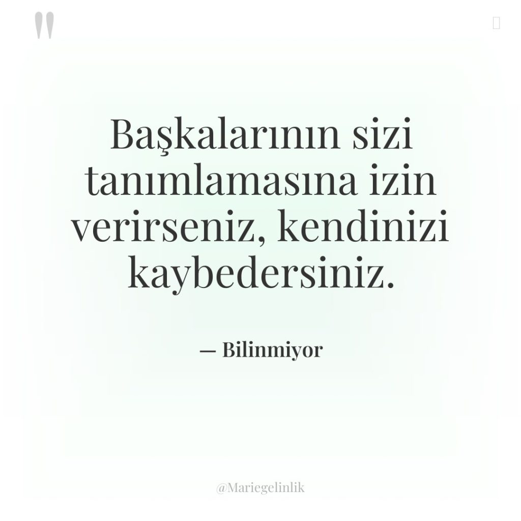 Başkalarının sizi tanımlamasına izin verirseniz, kendinizi kaybedersiniz.