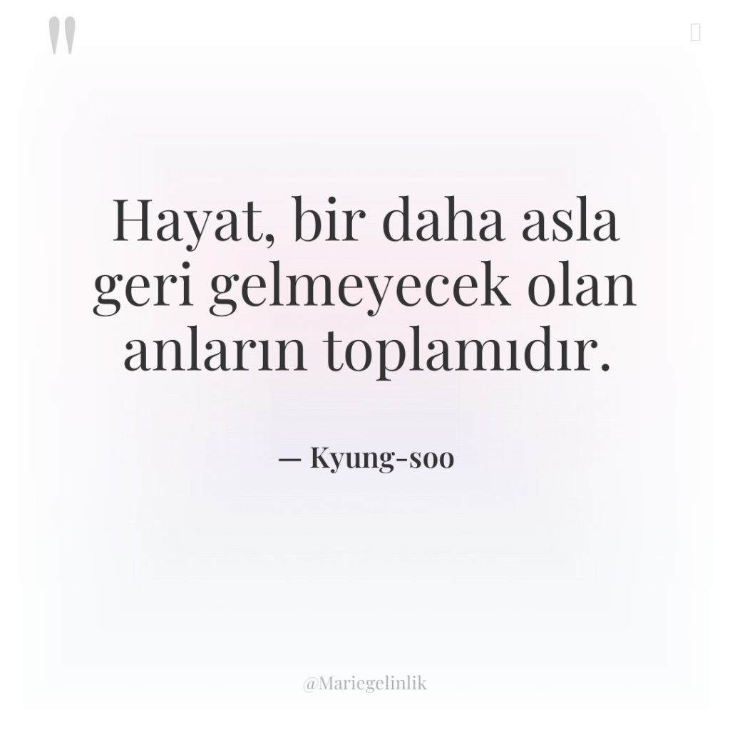 Hayat, bir daha asla geri gelmeyecek olan anların toplamıdır.