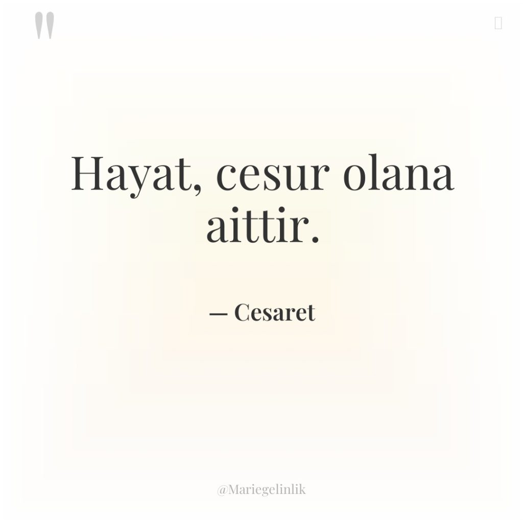 Hayat, cesur olana aittir.