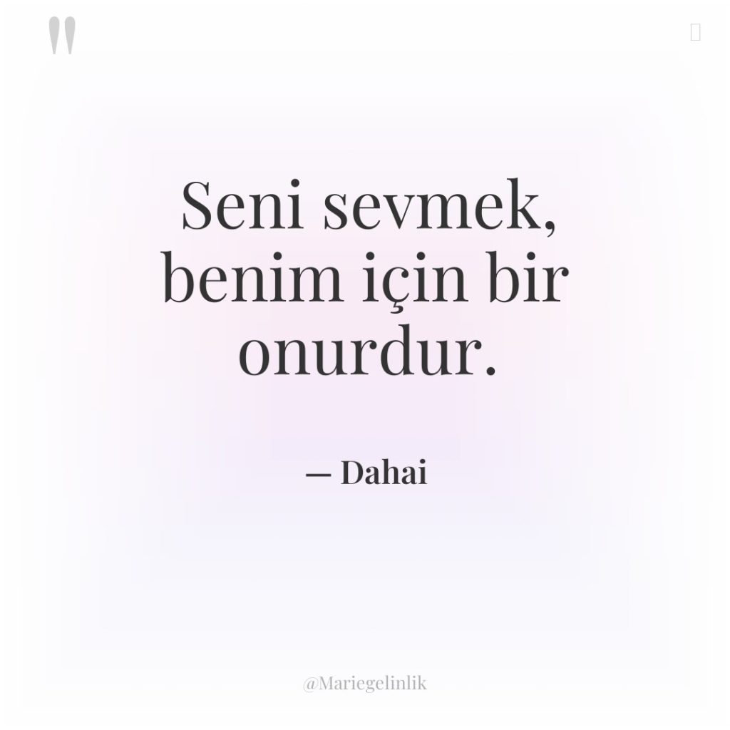 Seni sevmek, benim için bir onurdur.