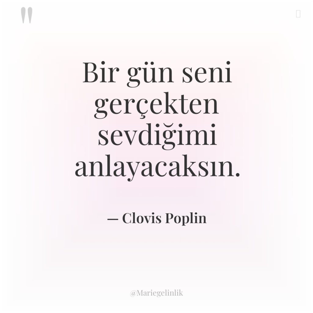 Bir gün seni gerçekten sevdiğimi anlayacaksın.