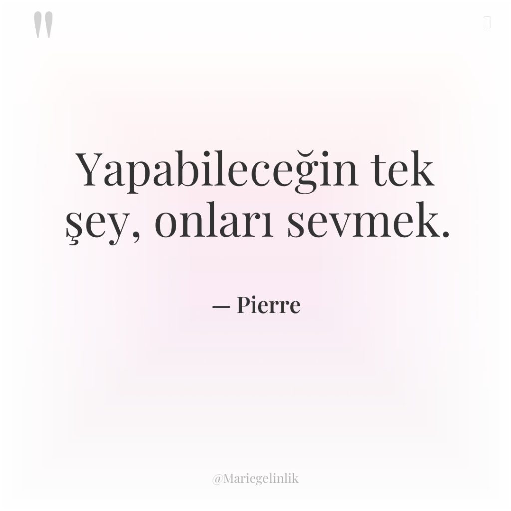 Yapabileceğin tek şey, onları sevmek.