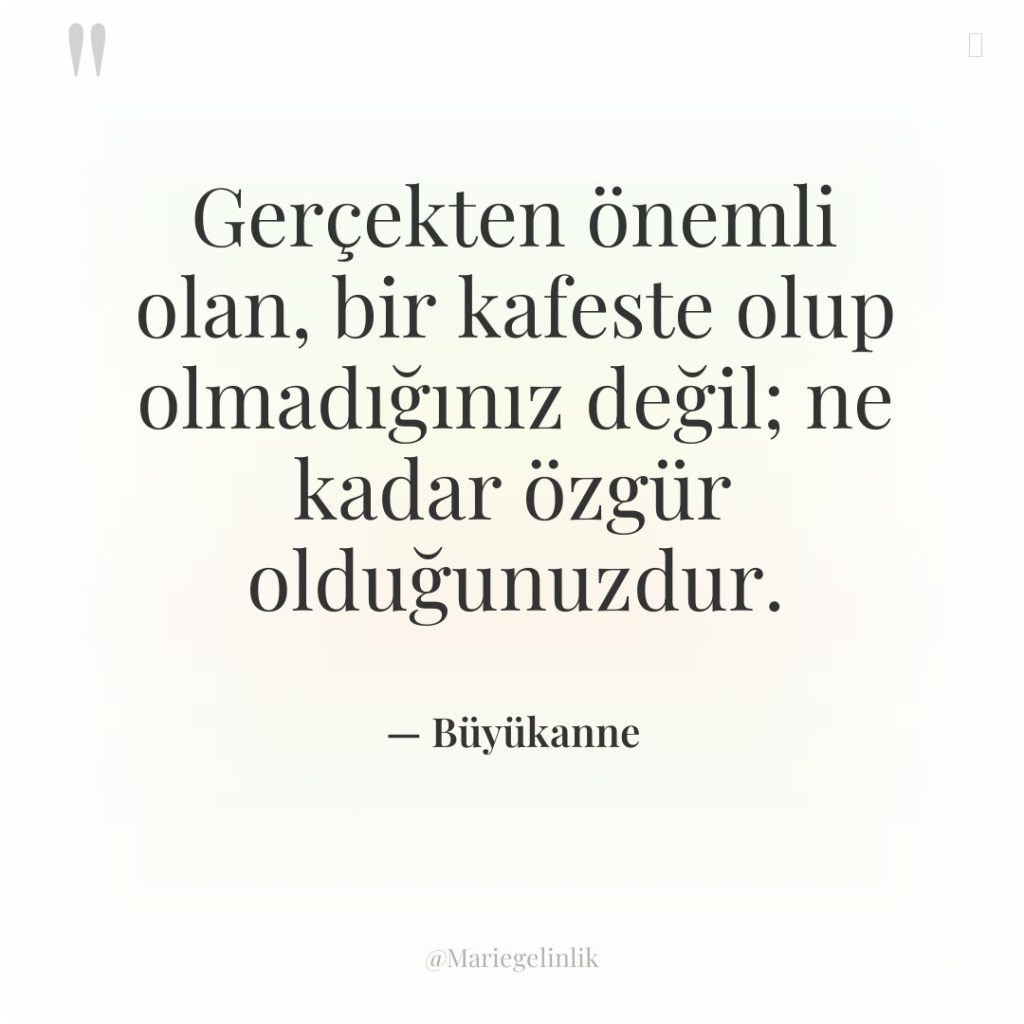 Gerçekten önemli olan, bir kafeste olup olmadığınız değil; ne kadar…