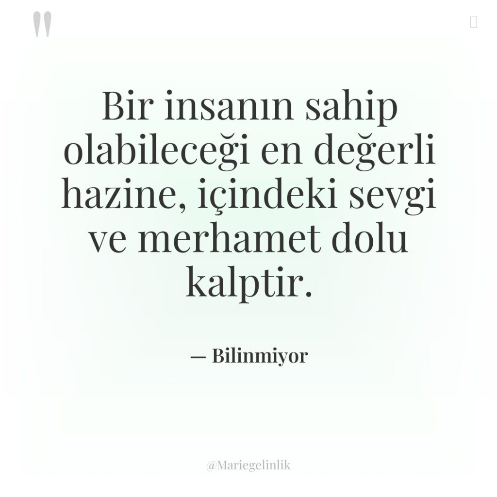 Bir insanın sahip olabileceği en değerli hazine, içindeki sevgi ve…