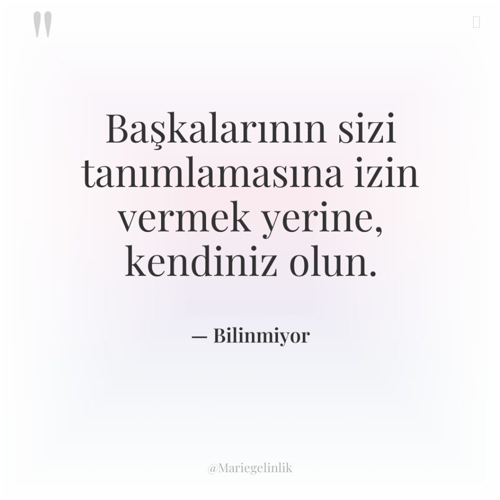 Başkalarının sizi tanımlamasına izin vermek yerine, kendiniz olun.