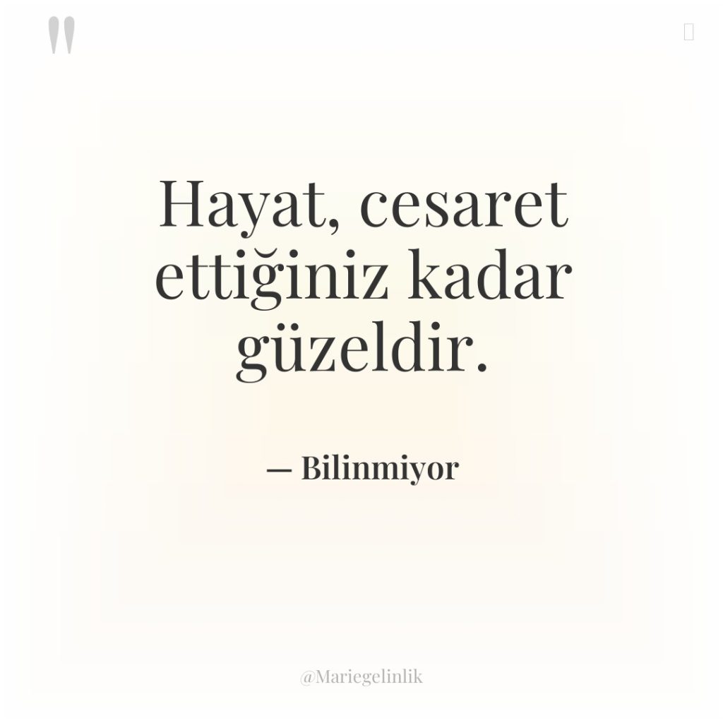 Hayat, cesaret ettiğiniz kadar güzeldir.