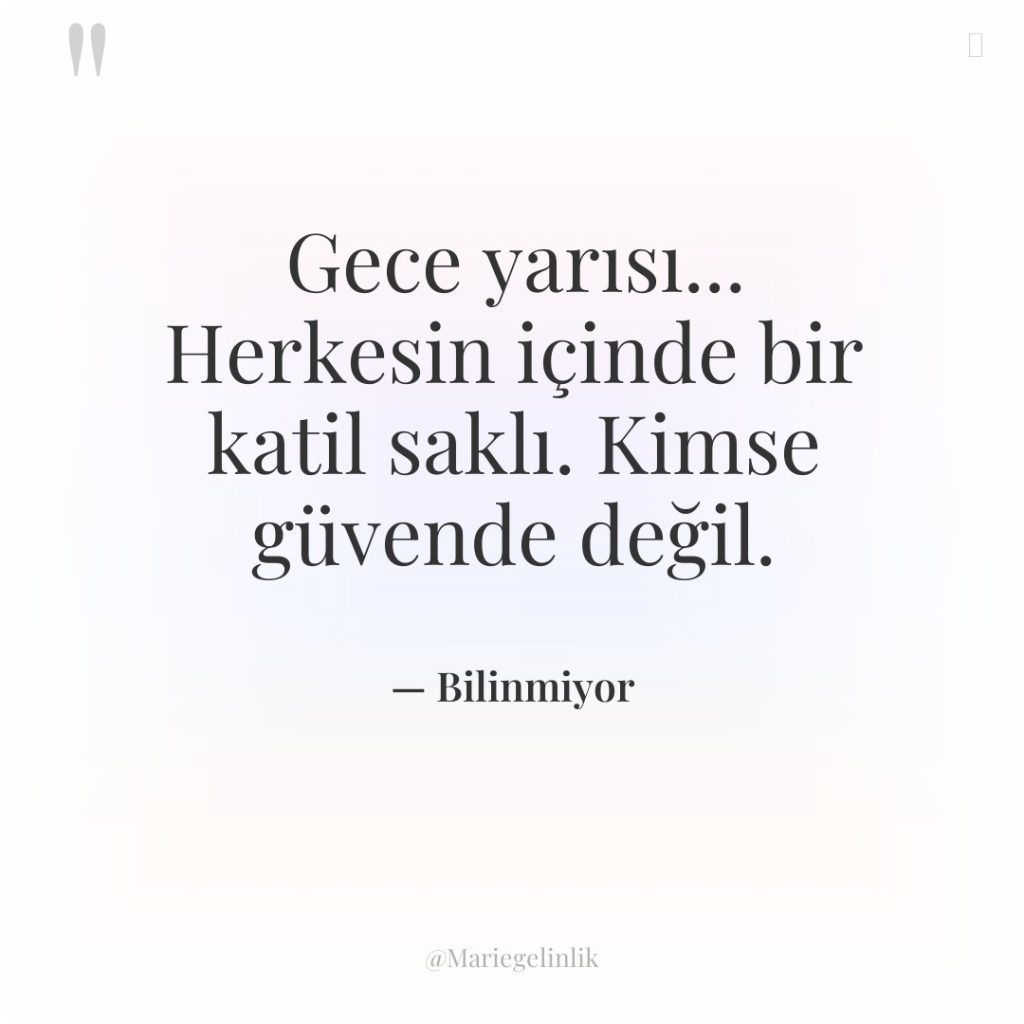 Gece yarısı… Herkesin içinde bir katil saklı. Kimse güvende değil.