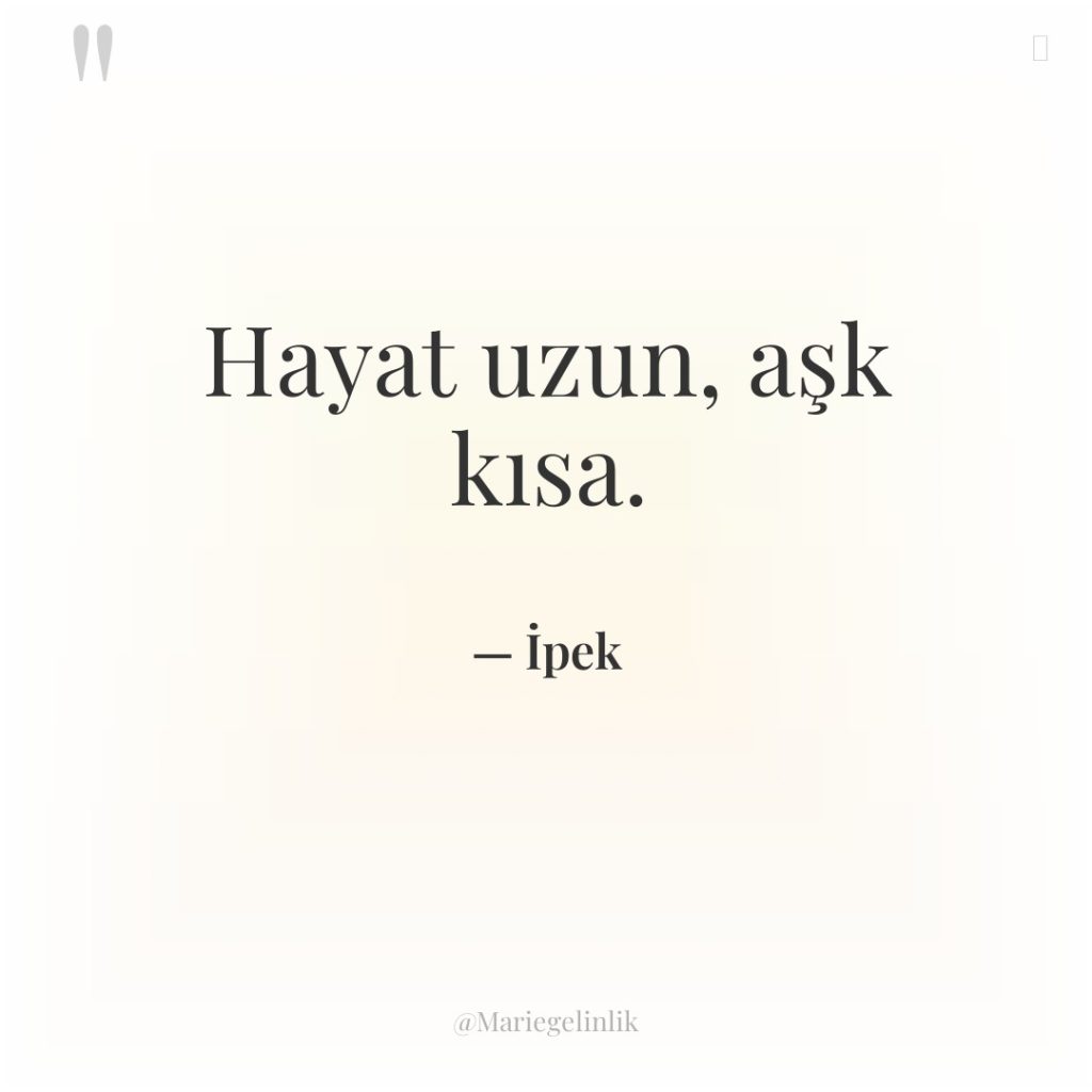 Hayat uzun, aşk kısa.