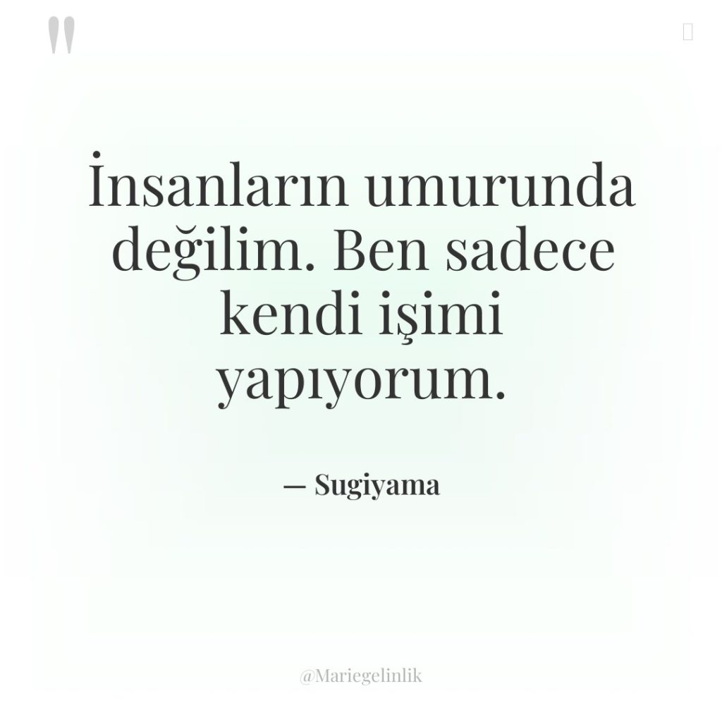 İnsanların umurunda değilim. Ben sadece kendi işimi yapıyorum.