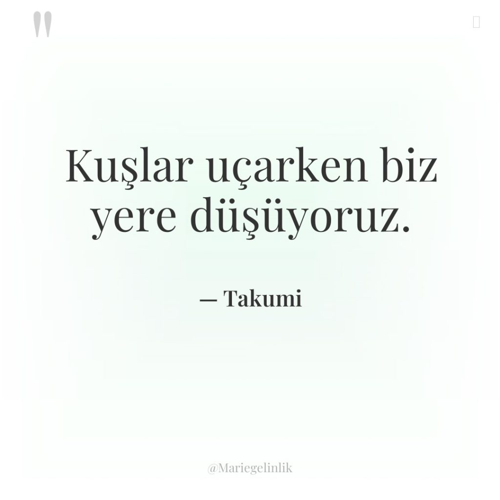 Kuşlar uçarken biz yere düşüyoruz.