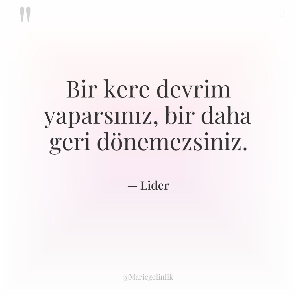 Bir kere devrim yaparsınız, bir daha geri dönemezsiniz.