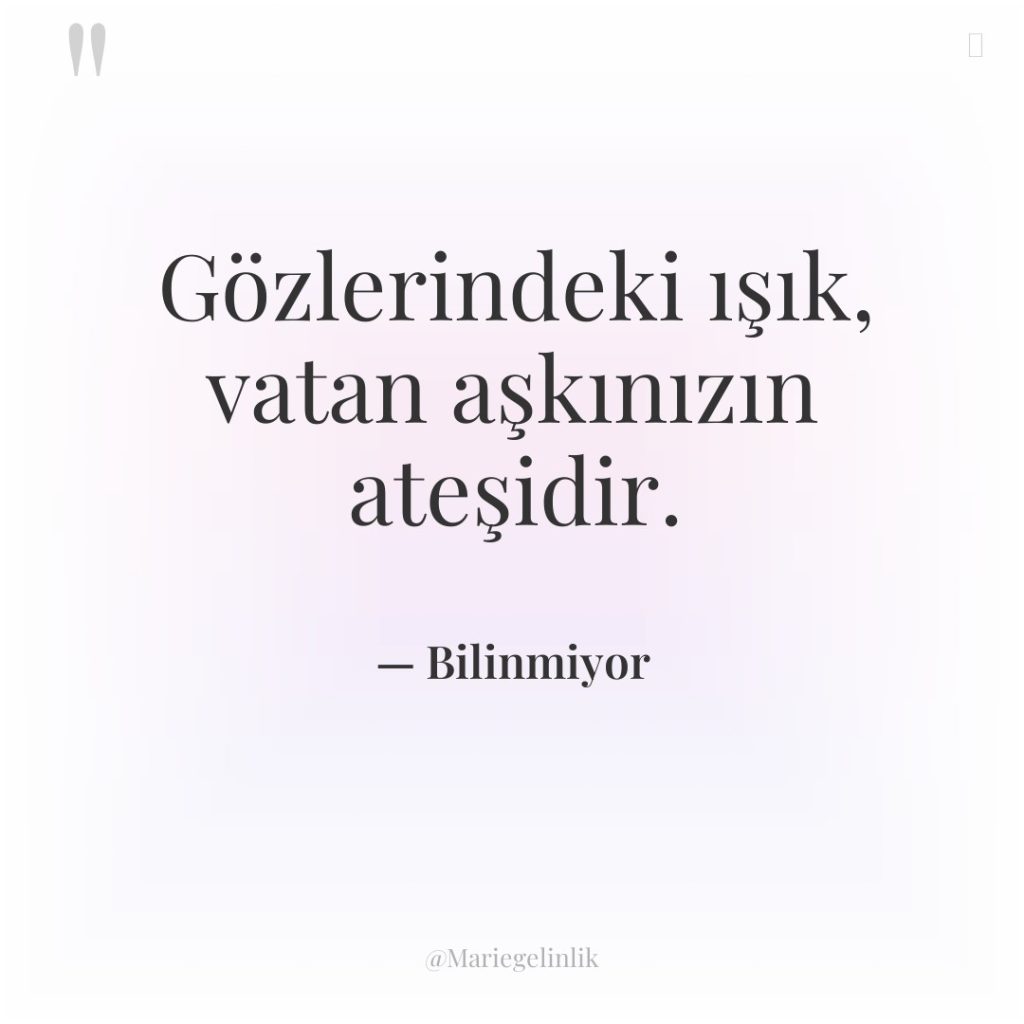 Gözlerindeki ışık, vatan aşkınızın ateşidir.