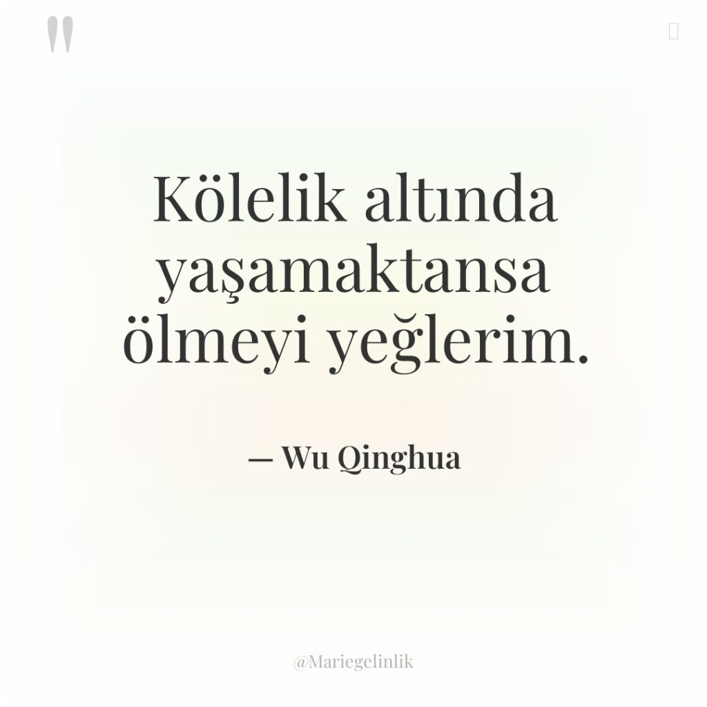 Kölelik altında yaşamaktansa ölmeyi yeğlerim.