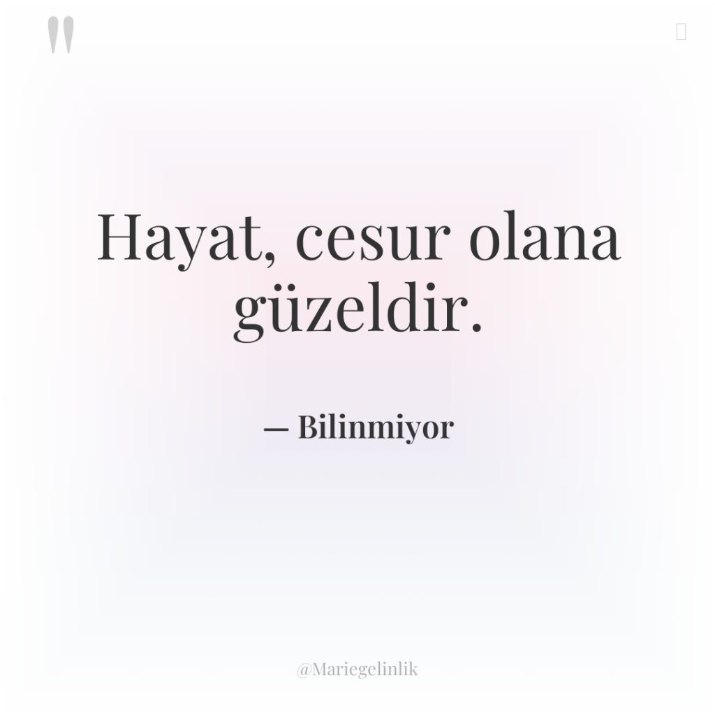 Hayat, cesur olana güzeldir.