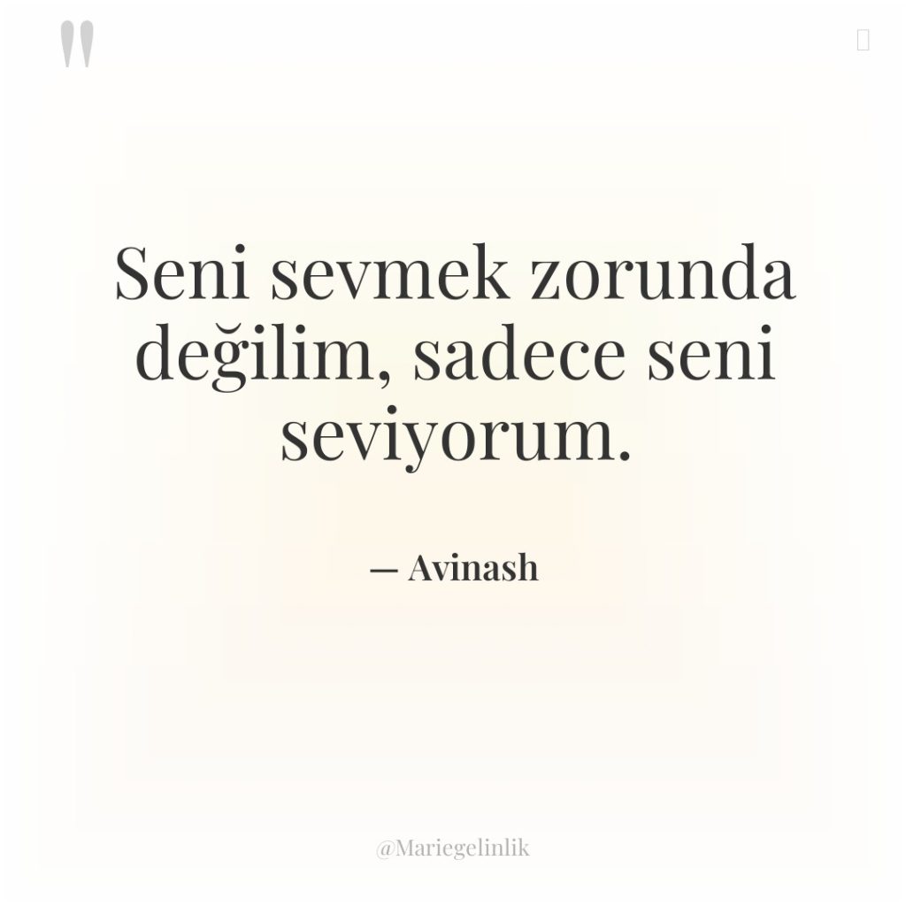 Seni sevmek zorunda değilim, sadece seni seviyorum.