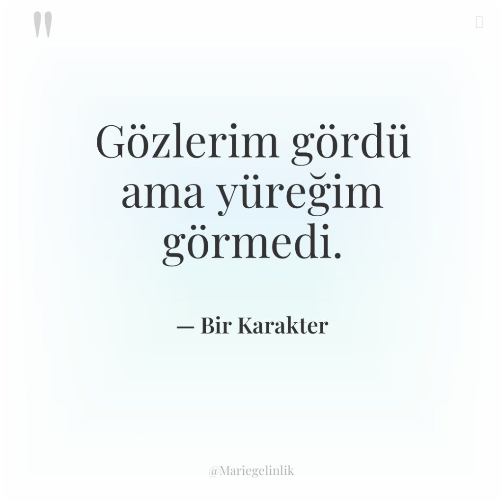 Gözlerim gördü ama yüreğim görmedi.