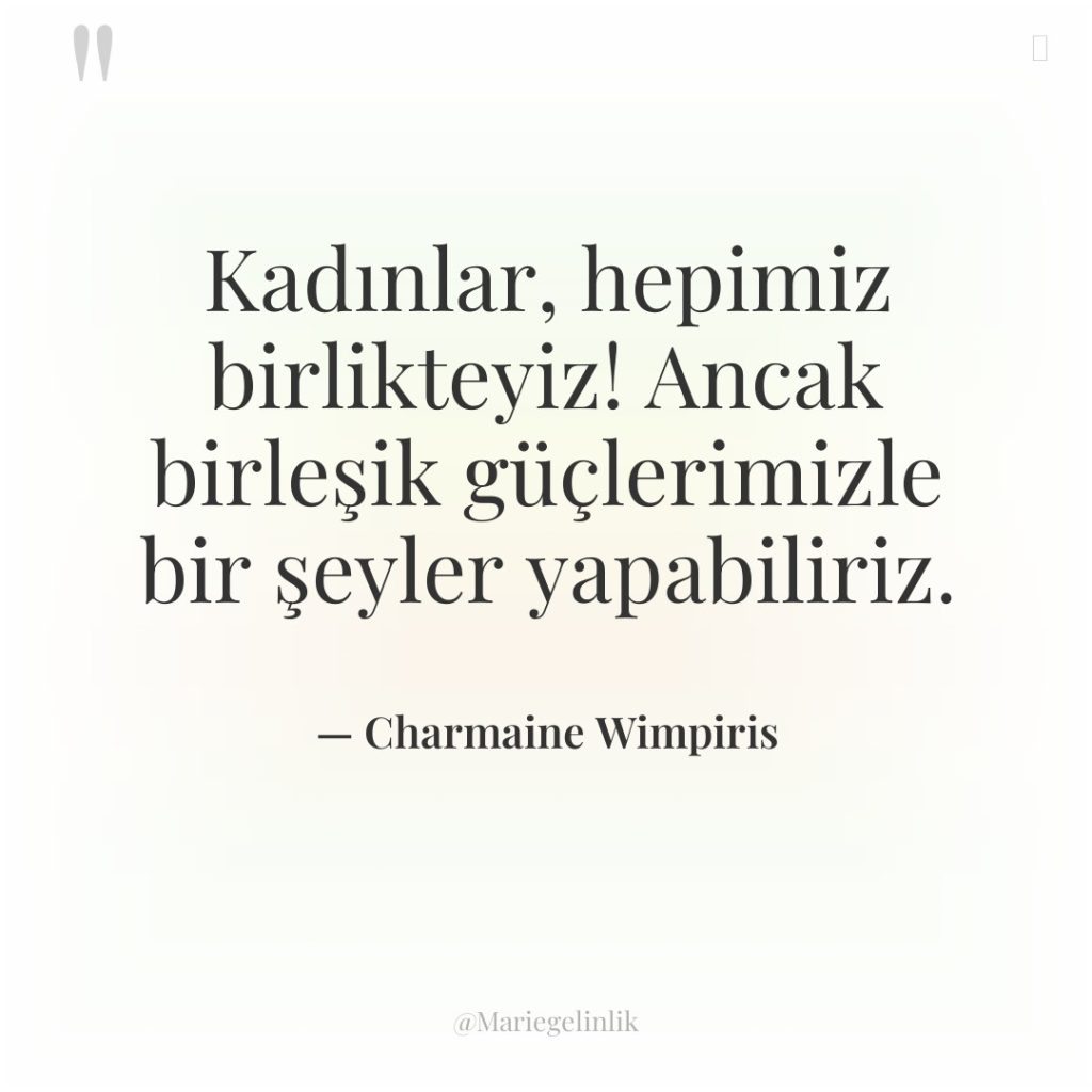 Kadınlar, hepimiz birlikteyiz! Ancak birleşik güçlerimizle bir şeyler yapabiliriz.