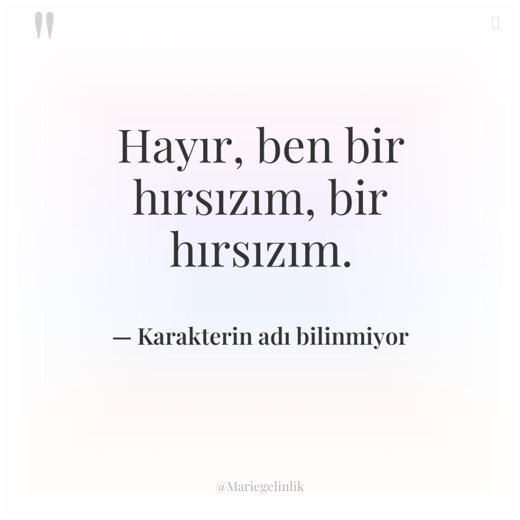 Hayır, ben bir hırsızım, bir hırsızım.