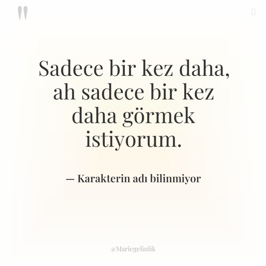 Sadece bir kez daha, ah sadece bir kez daha görmek…