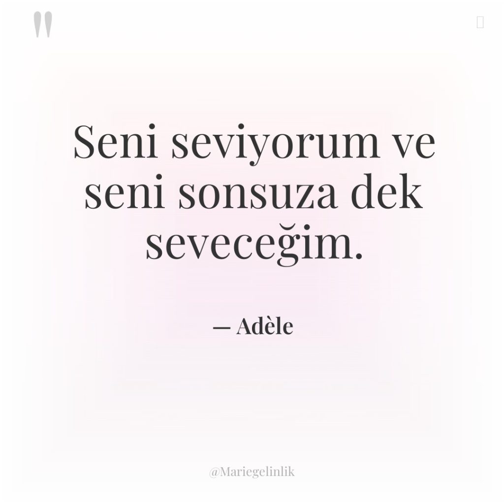 Seni seviyorum ve seni sonsuza dek seveceğim.