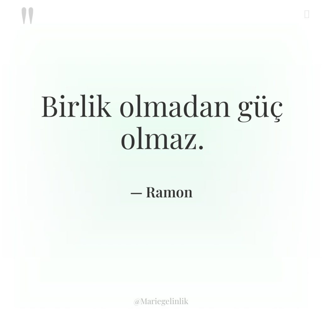 Birlik olmadan güç olmaz.