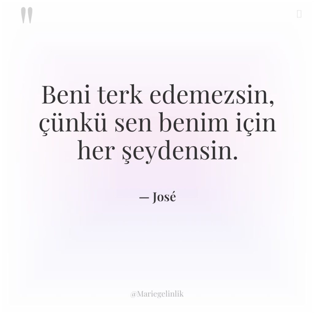 Beni terk edemezsin, çünkü sen benim için her şeydensin.