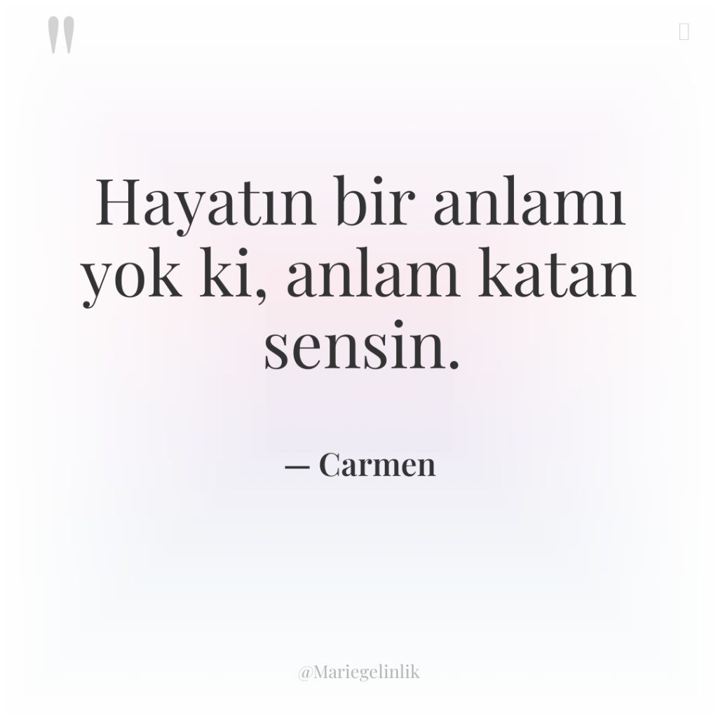 Hayatın bir anlamı yok ki, anlam katan sensin.