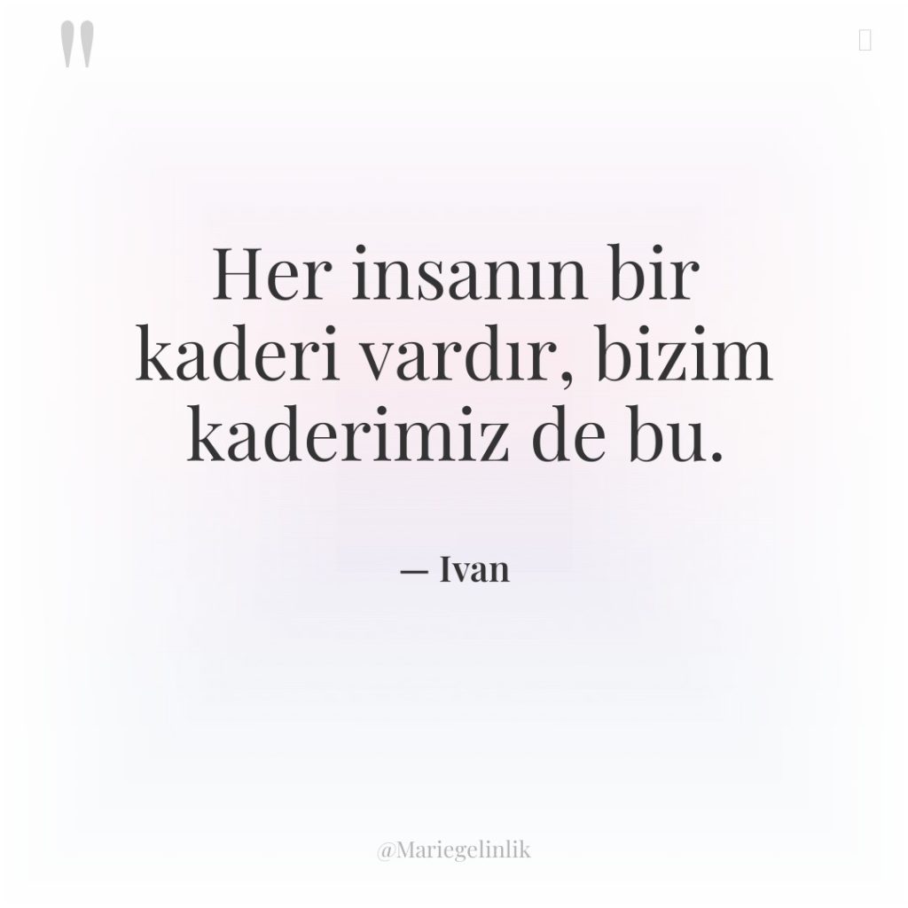 Her insanın bir kaderi vardır, bizim kaderimiz de bu.