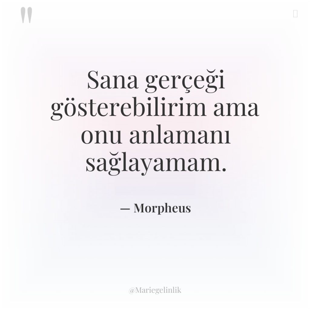 Sana gerçeği gösterebilirim ama onu anlamanı sağlayamam.