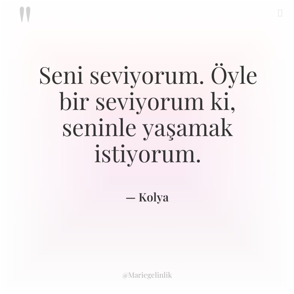 Seni seviyorum. Öyle bir seviyorum ki, seninle yaşamak istiyorum.