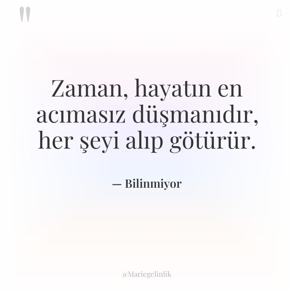 Zaman, hayatın en acımasız düşmanıdır, her şeyi alıp götürür.