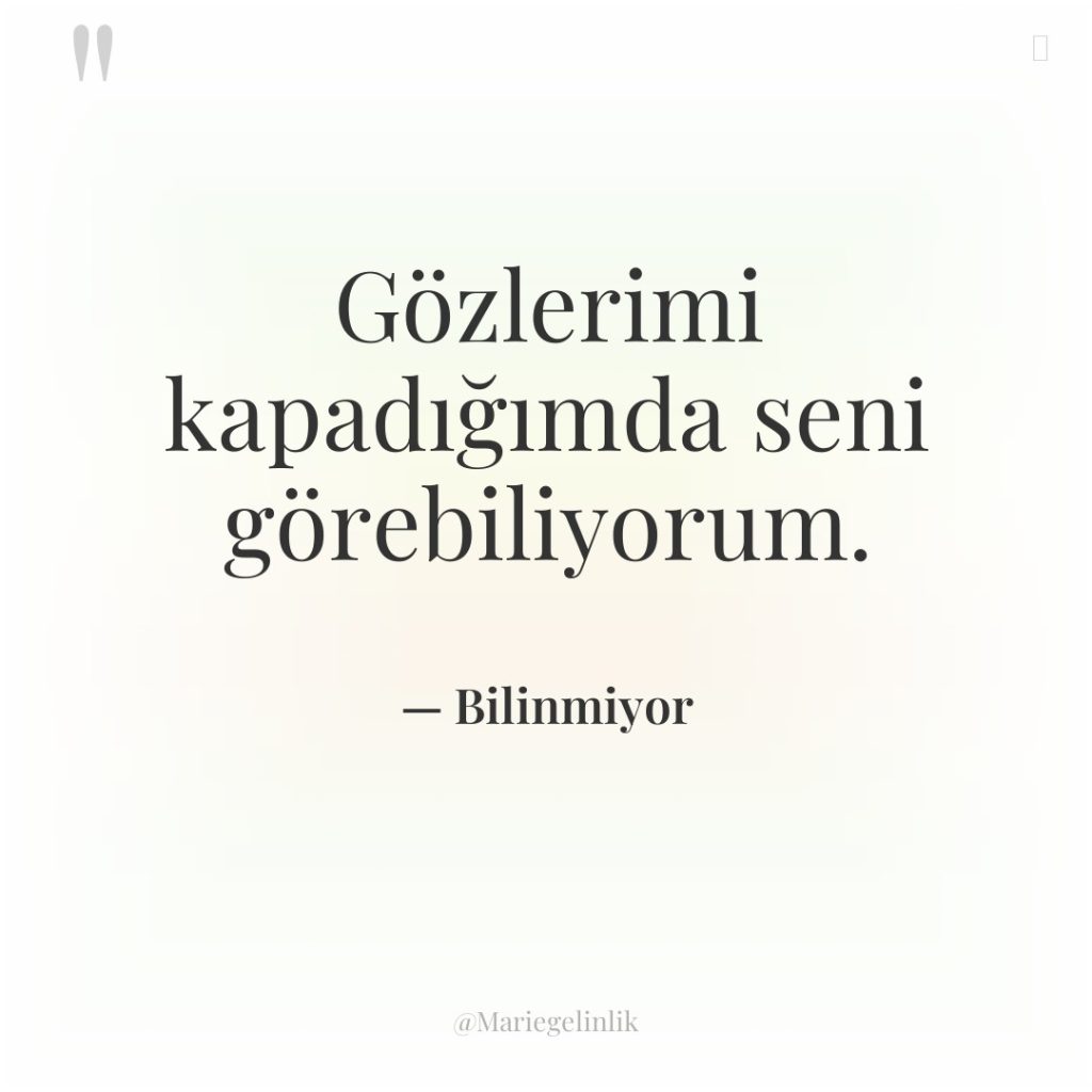 Gözlerimi kapadığımda seni görebiliyorum.