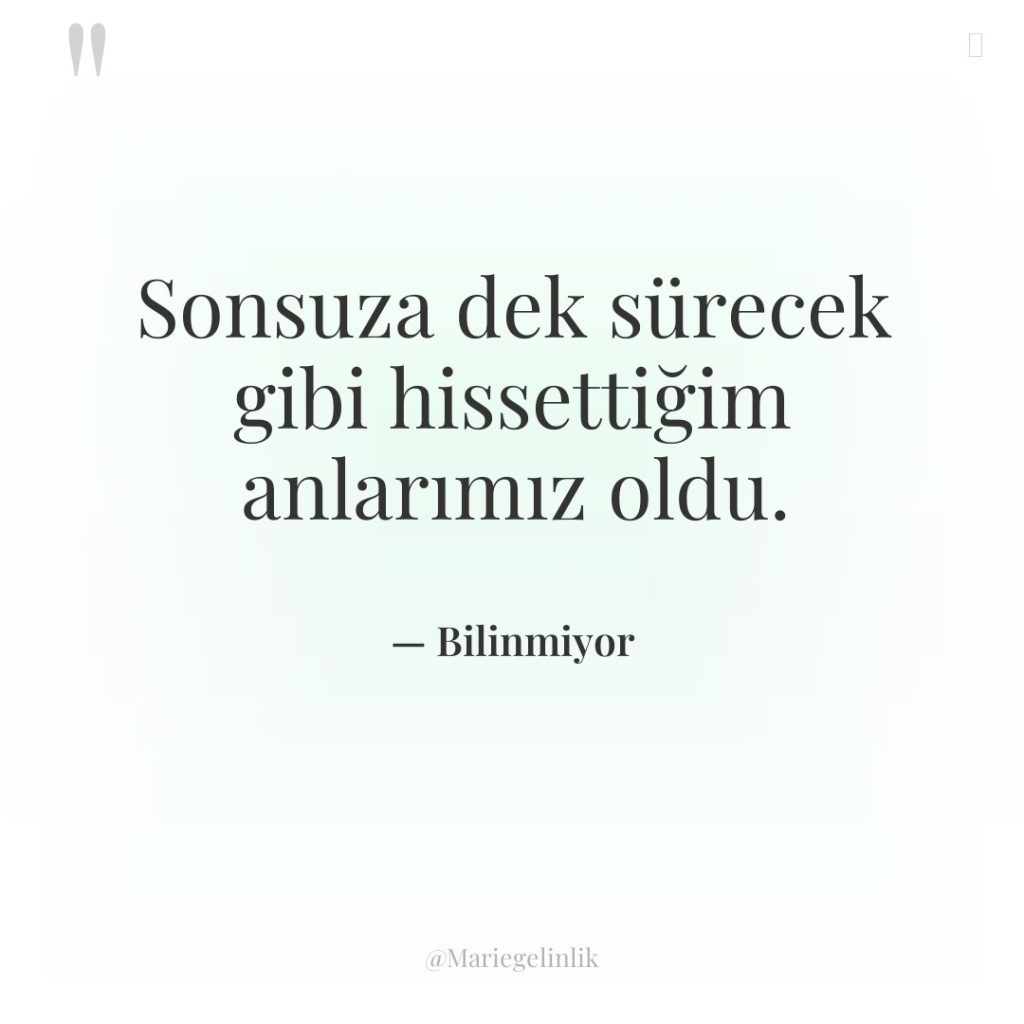 Sonsuza dek sürecek gibi hissettiğim anlarımız oldu.