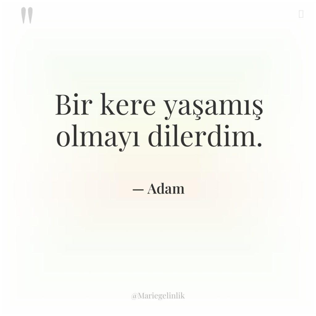 Bir kere yaşamış olmayı dilerdim.