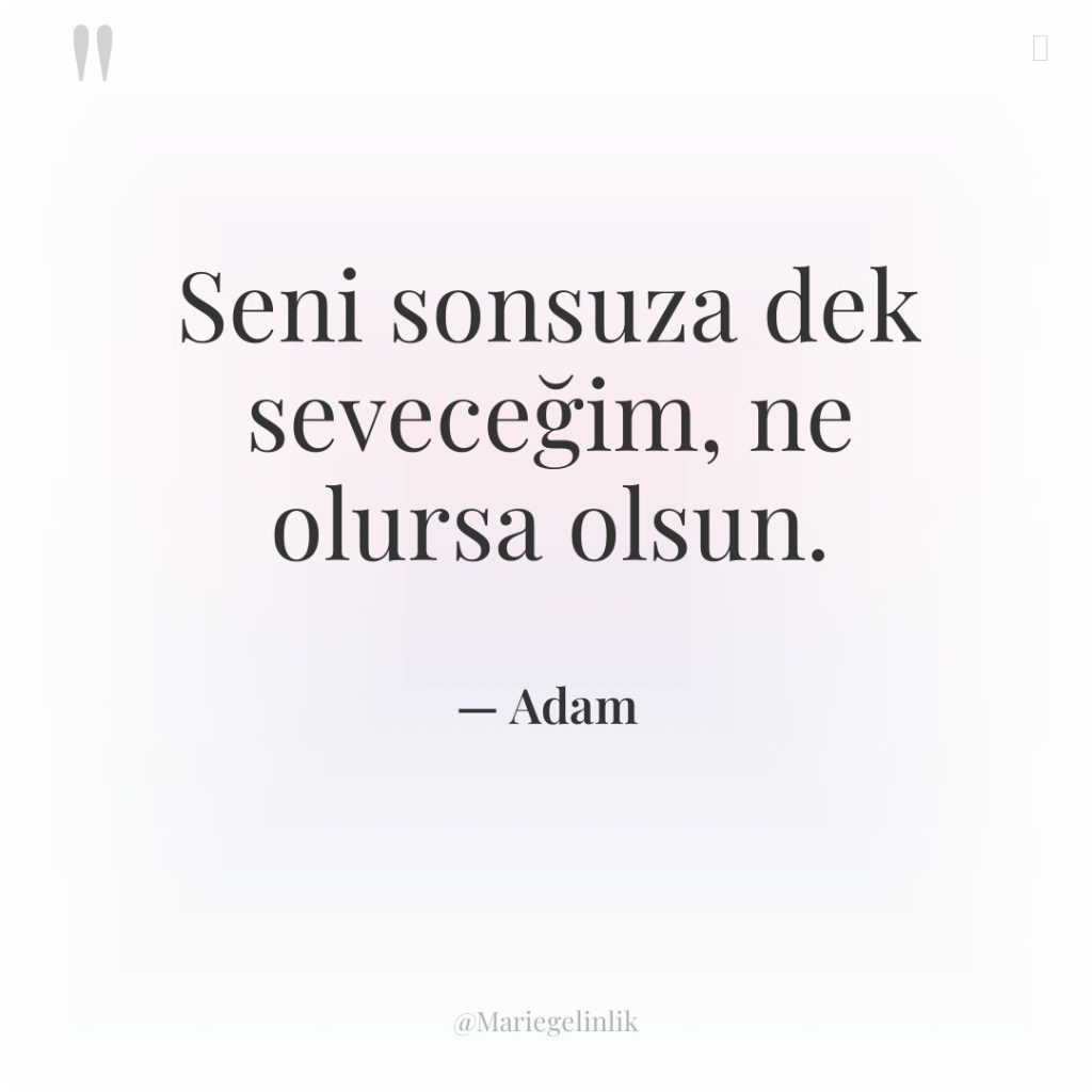 Seni sonsuza dek seveceğim, ne olursa olsun.