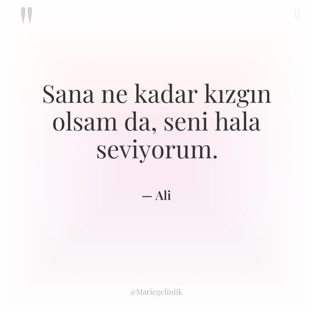 Sana ne kadar kızgın olsam da, seni hala seviyorum.
