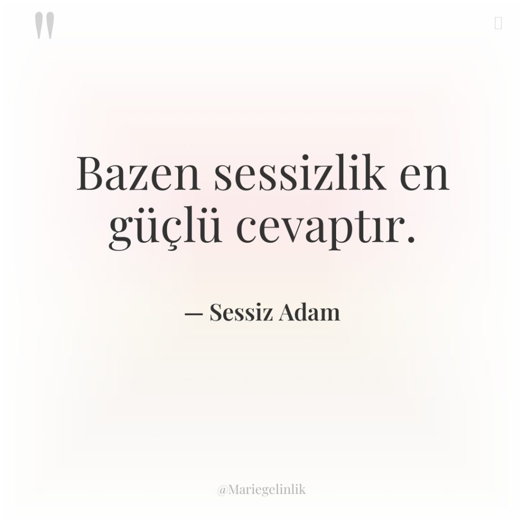 Bazen sessizlik en güçlü cevaptır.