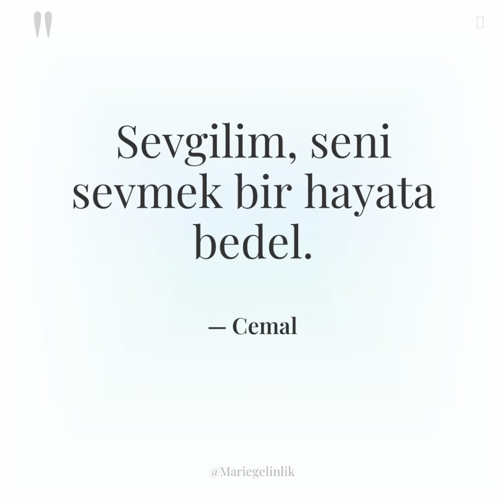 Sevgilim, seni sevmek bir hayata bedel.