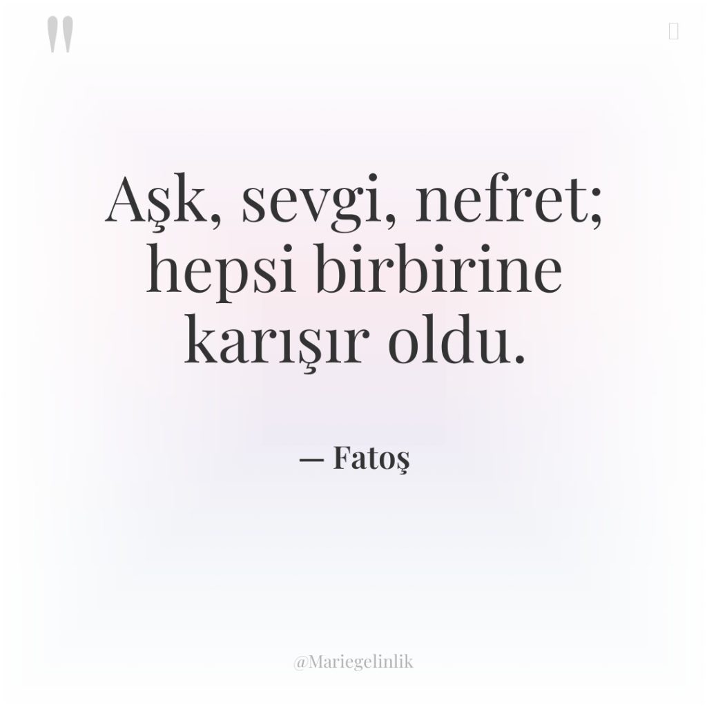 Aşk, sevgi, nefret; hepsi birbirine karışır oldu.