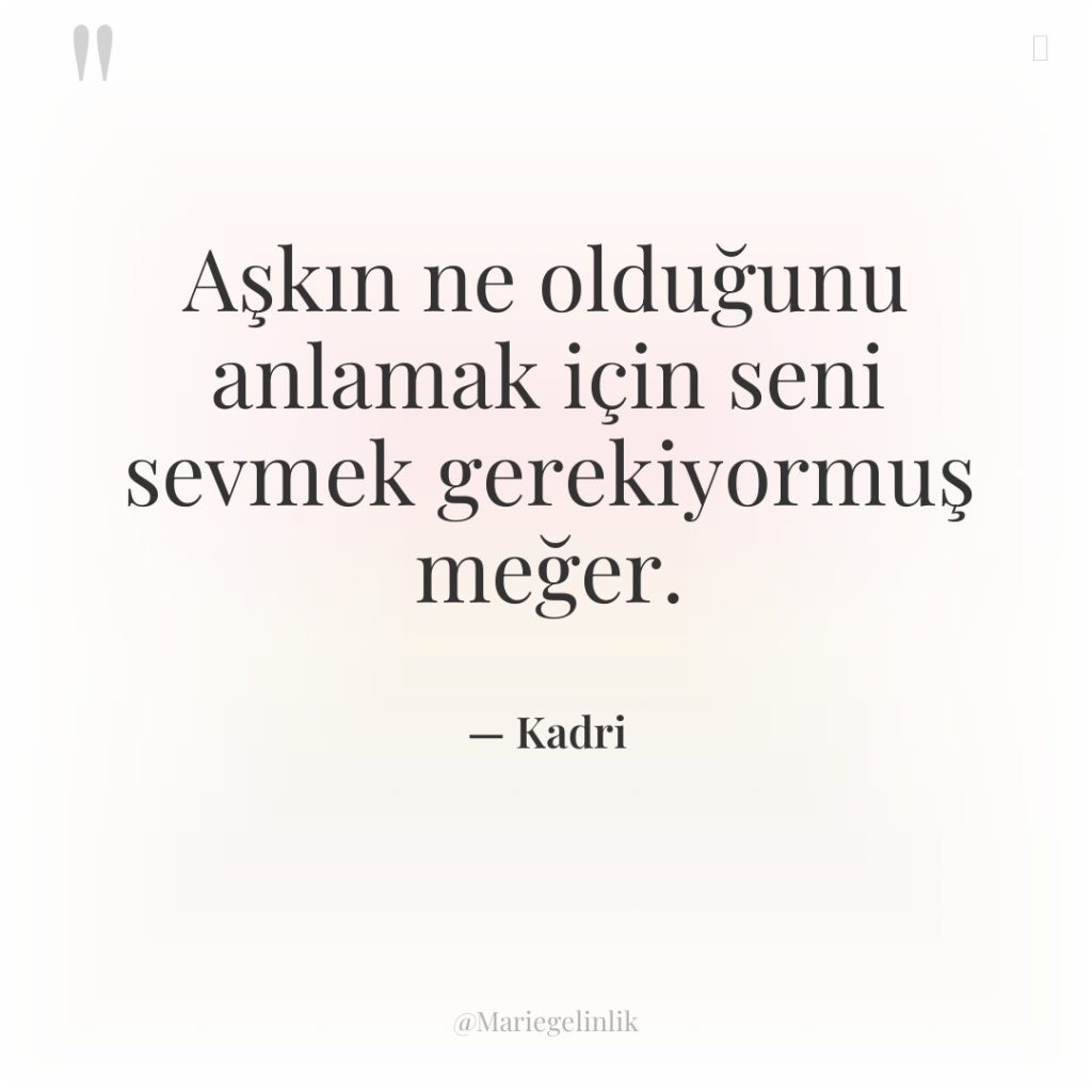 Aşkın ne olduğunu anlamak için seni sevmek gerekiyormuş meğer.