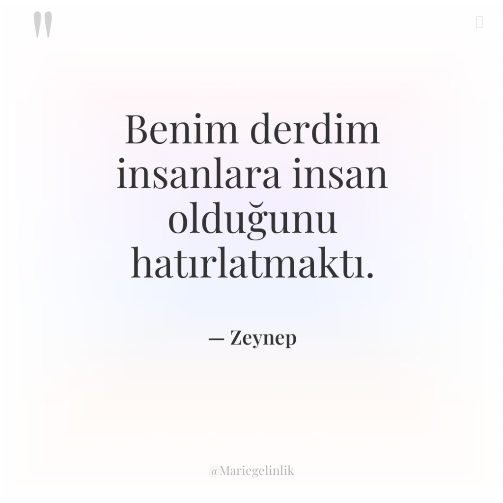 Benim derdim insanlara insan olduğunu hatırlatmaktı.