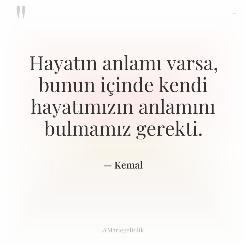 Hayatın anlamı varsa, bunun içinde kendi hayatımızın anlamını bulmamız gerekti.