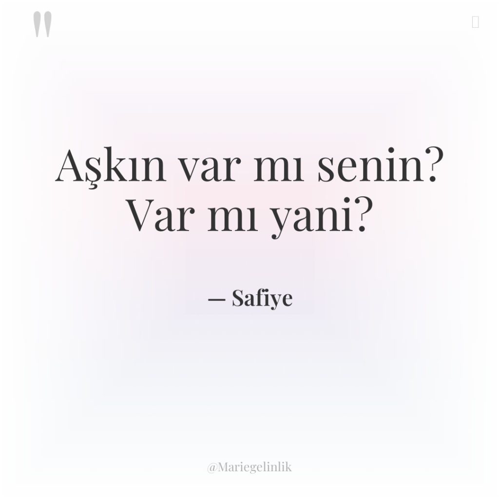 Aşkın var mı senin? Var mı yani?