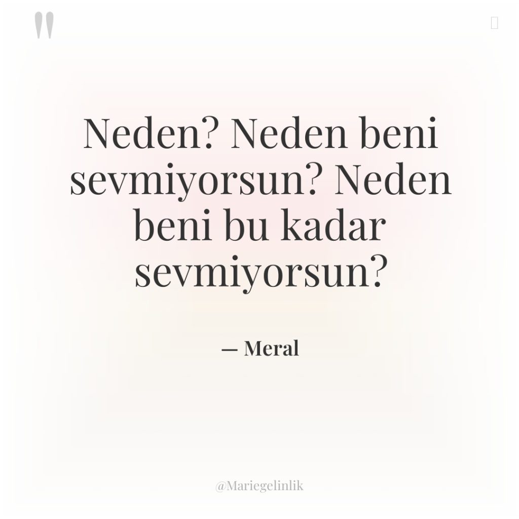 Neden? Neden beni sevmiyorsun? Neden beni bu kadar sevmiyorsun?