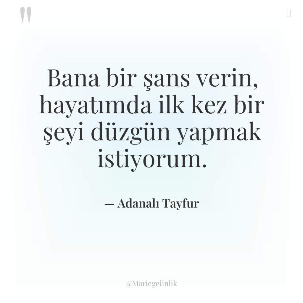 Bana bir şans verin, hayatımda ilk kez bir şeyi düzgün…