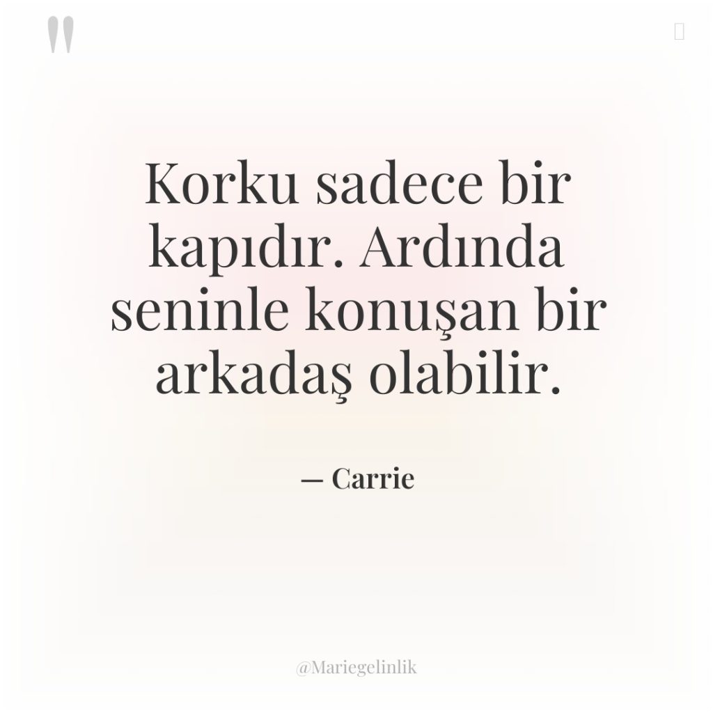 Korku sadece bir kapıdır. Ardında seninle konuşan bir arkadaş olabilir.