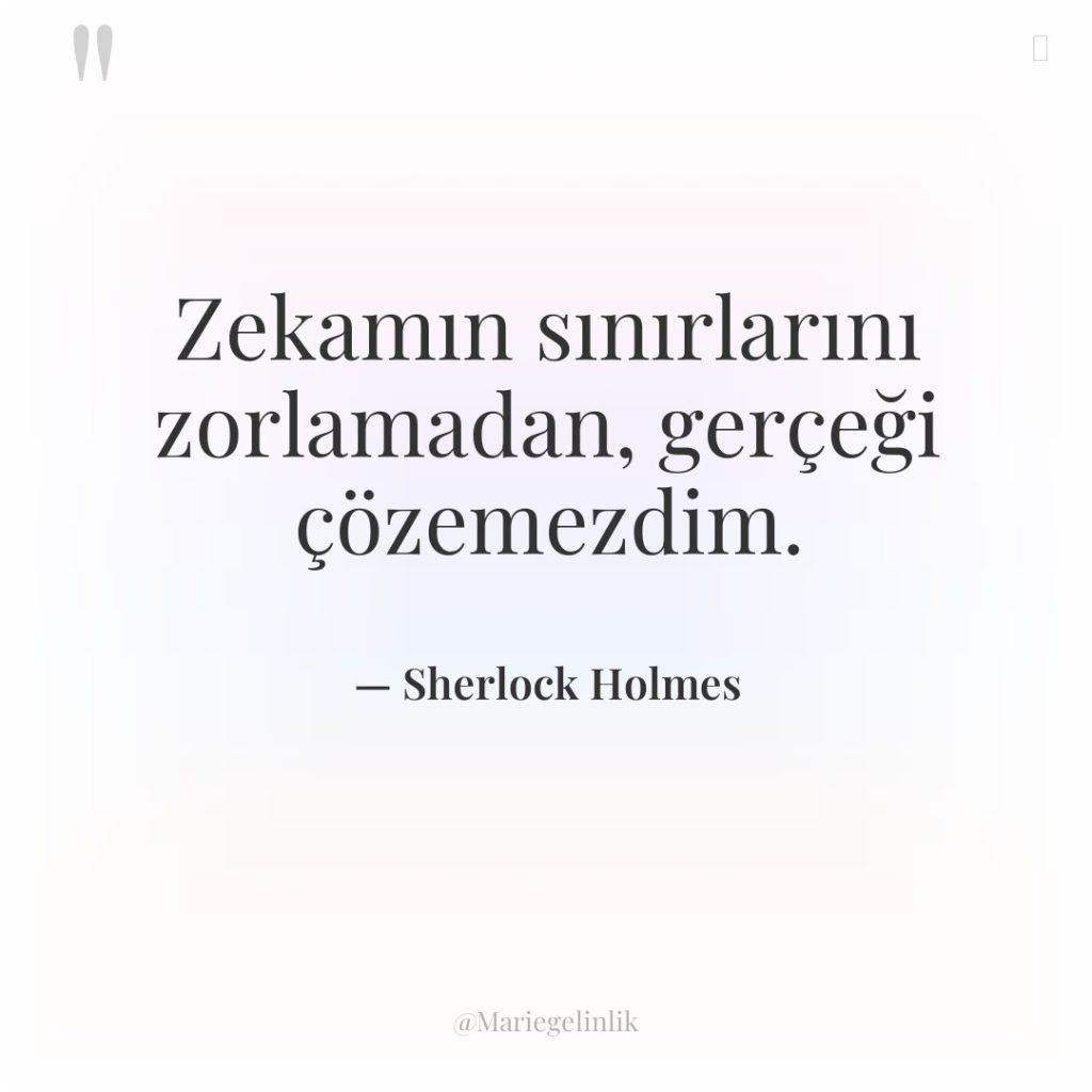 Zekamın sınırlarını zorlamadan, gerçeği çözemezdim.