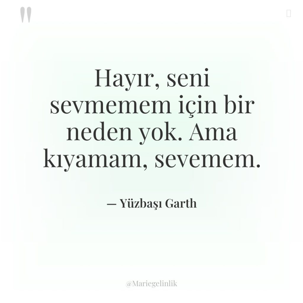 Hayır, seni sevmemem için bir neden yok. Ama kıyamam, sevemem.